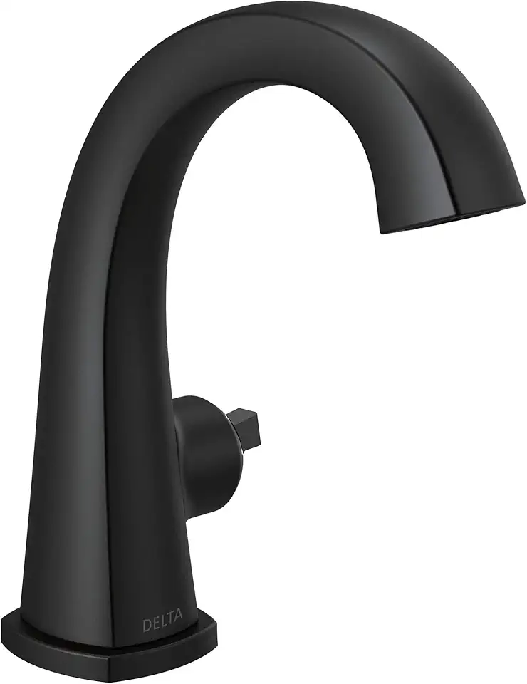 DELTA FAUCET 577-BLMPU-LHP-DST Bathroom Faucet-Less Handle Single Hole, Matte Black