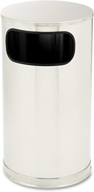 Rubbermaid Commercial Products European Trash Can, 12-Gallon, Indoor/Outdoor Stainless Steel Waste Basket Offices/Malls/Schools