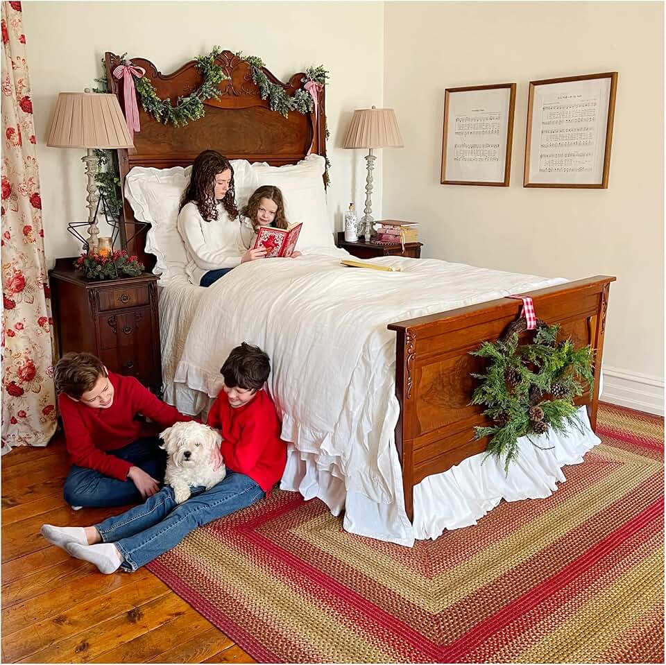 Homespice Cider Barn Jute Red Braided 5x8’ Rug for Living Room, Bedroom Rug and Dining Room. Pet Friendly. Decor Styles- Farmhouse Rug, Rustic, Vintage, Cottage, Primitive, Country, Boho Rug