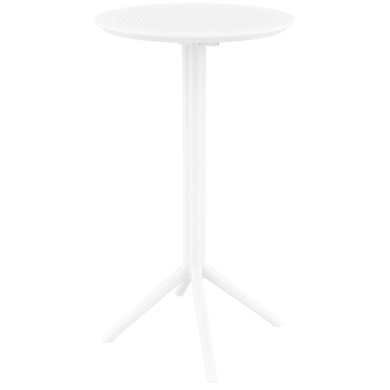 Pemberly Row Contemporary 24 inch Round Folding Bar Table in White finish