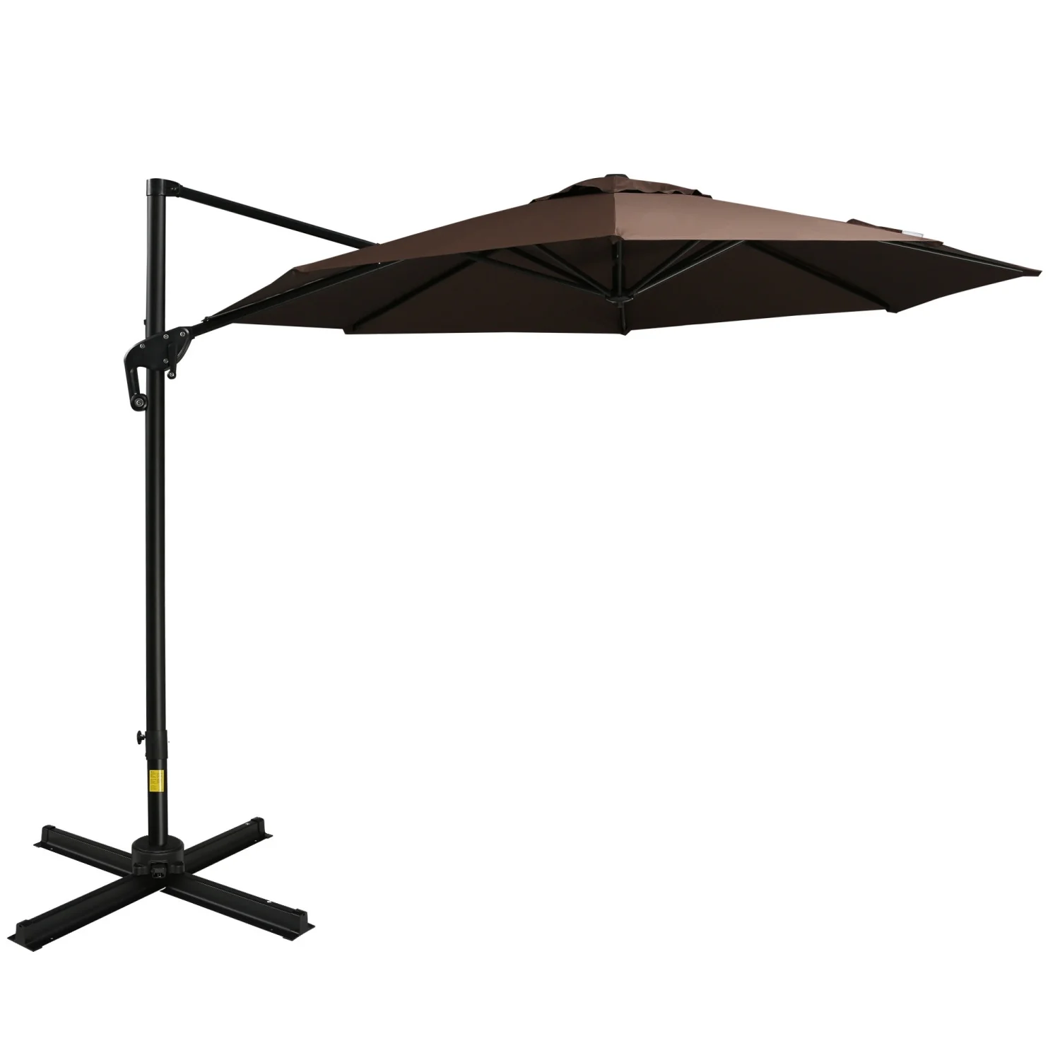 JDZDESIGN 10ft Offset Patio Umbrella with Base  Hanging Aluminum and Steel Cantilever Umbrella with ° Rotation  Easy Tilt  8 Ribs  Crank  Cross Base Included for Backyard  Poolside  Gard