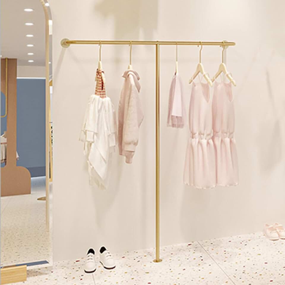 Retail Industrial Pipe Clothes Rack, Modern Gold Wall-Mounted Garment Rack Metal Coat Rack Closet Rod Organizers,Space-Saving Display Hanging Clothes Rack,Bathroom Hanging Towel Rack, 120CM