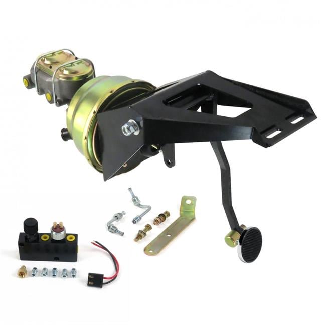 Helix Suspension Brakes & Steering  55-59 Chevy Truck Firewall 7 in. Dual Brake Pedal Kit Adjustable Disc & Drum 3 in. Chrome Pad