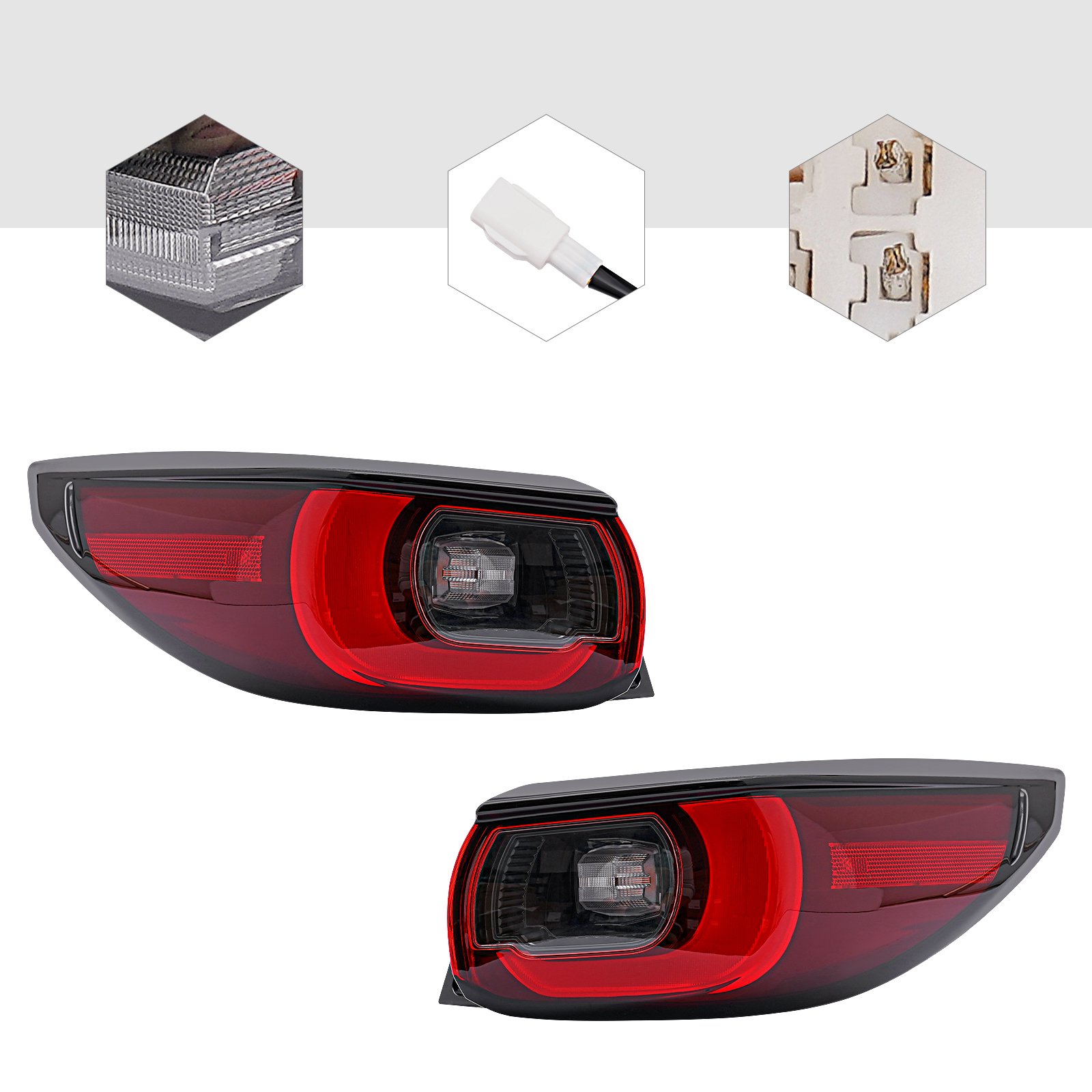 Pair LED Outer Tail Lights for Mazda CX5 CX-5 2022-2023 Rear Lamps w/Turn Signal