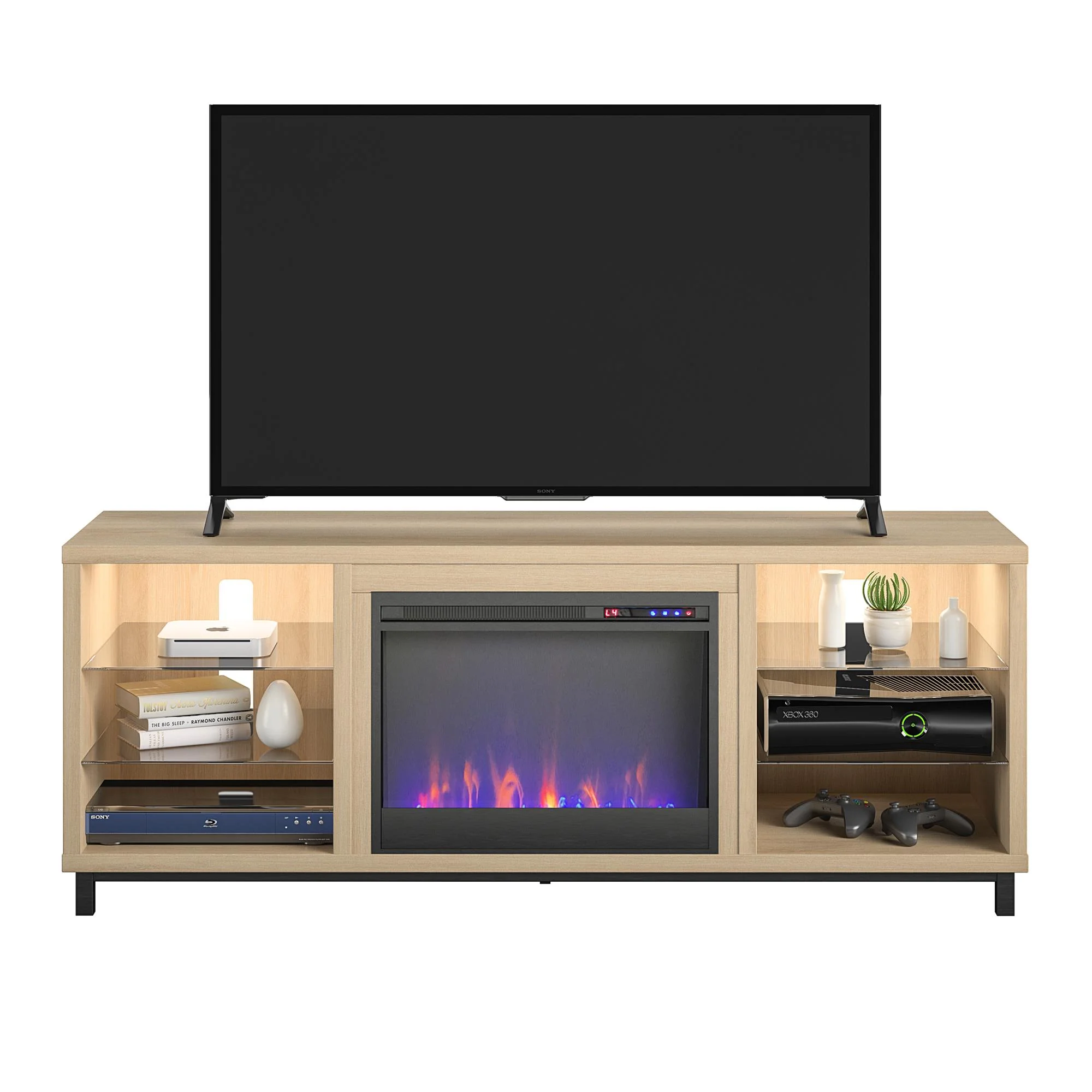 Ameriwood Home Lumina Deluxe Fireplace TV Stand for TVs up to 70" in