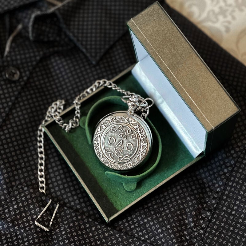 Mullingar Pewter Pocket Watch With Dad Design