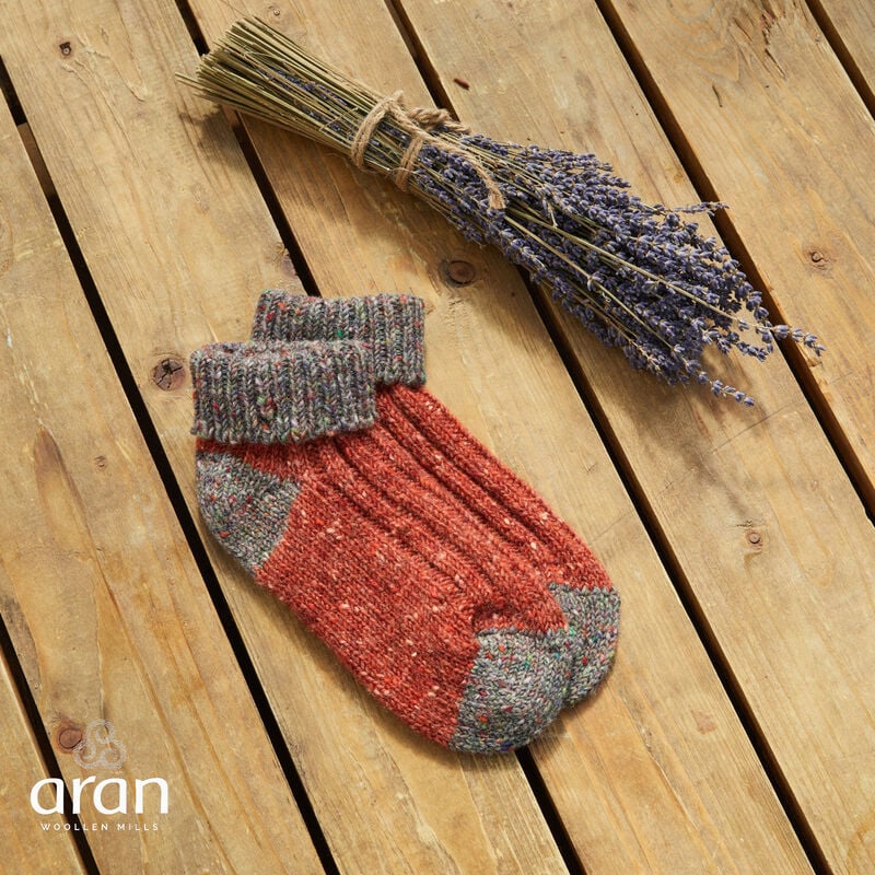 Adults Turn Down Ankle Sock- Orange/Brown