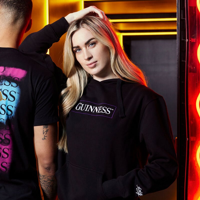 Guinness Black Hoodie With Harp Emblem Graphic