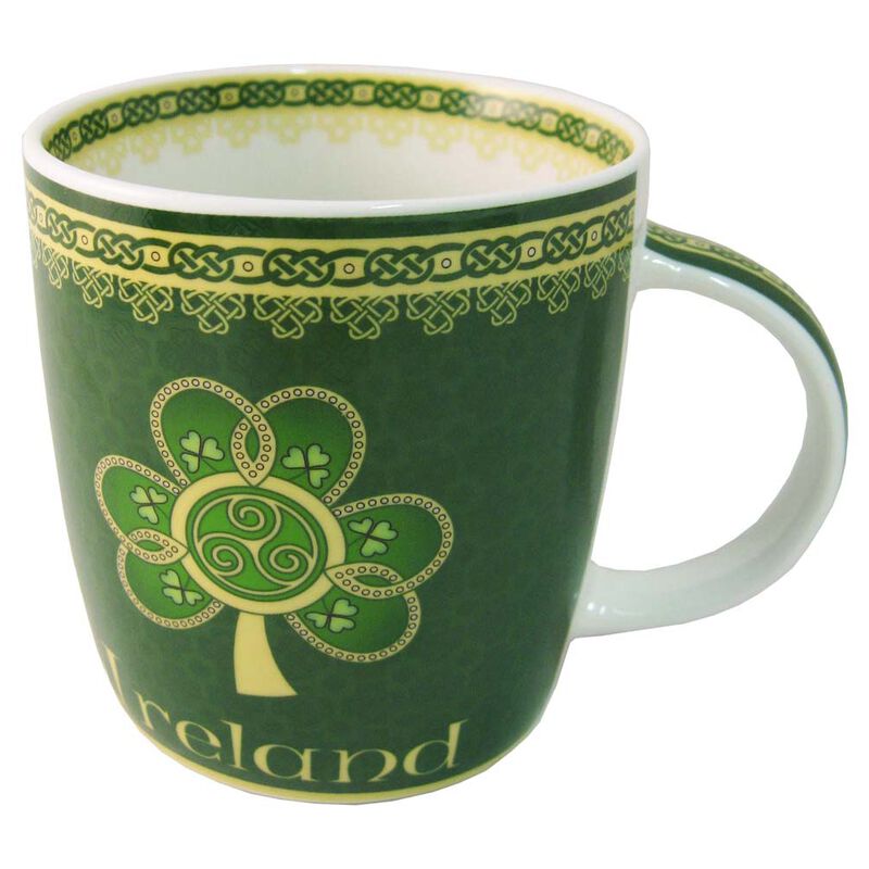 Shamrock Spiral Ireland Spoon Rest With Green And Yellow Celtic Design