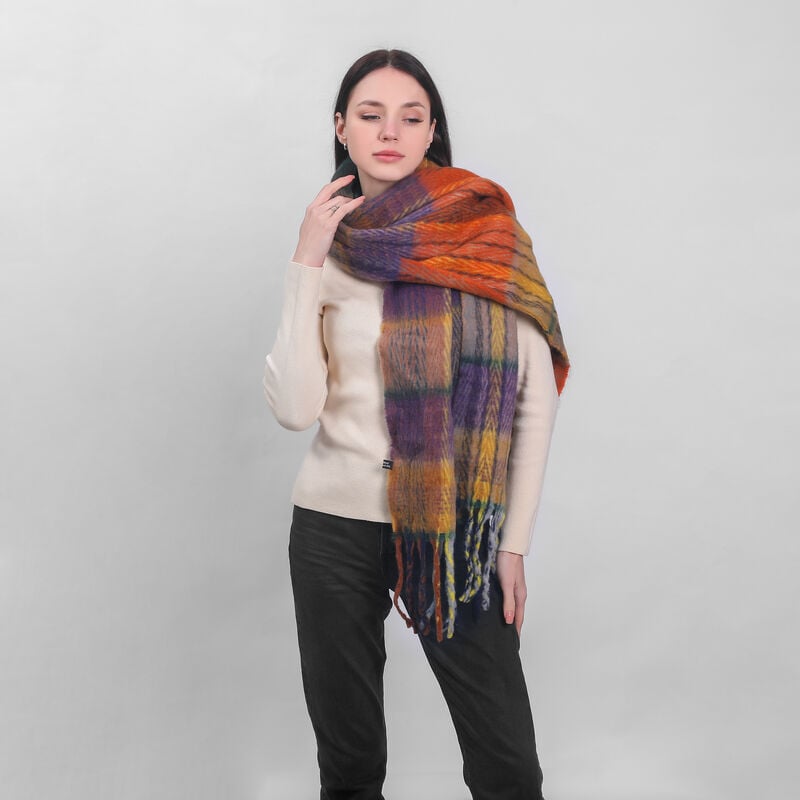 Celtic Ore Tartan Woolly Frailed End Scarf