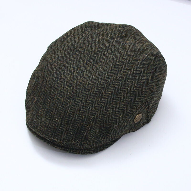 Tweed Hat Newsboy Grey Herringbone