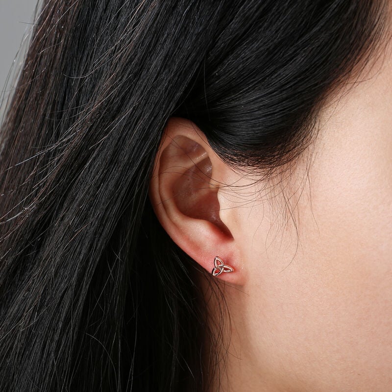 Gr&aacute; Collection Rose Gold Plated Trinity Knot Stud Earrings