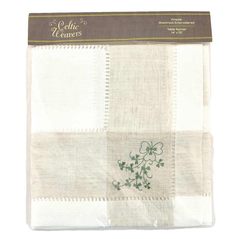 Celtic Weavers Kinsale Shamrock Embroidered Table Runner 14 X 72