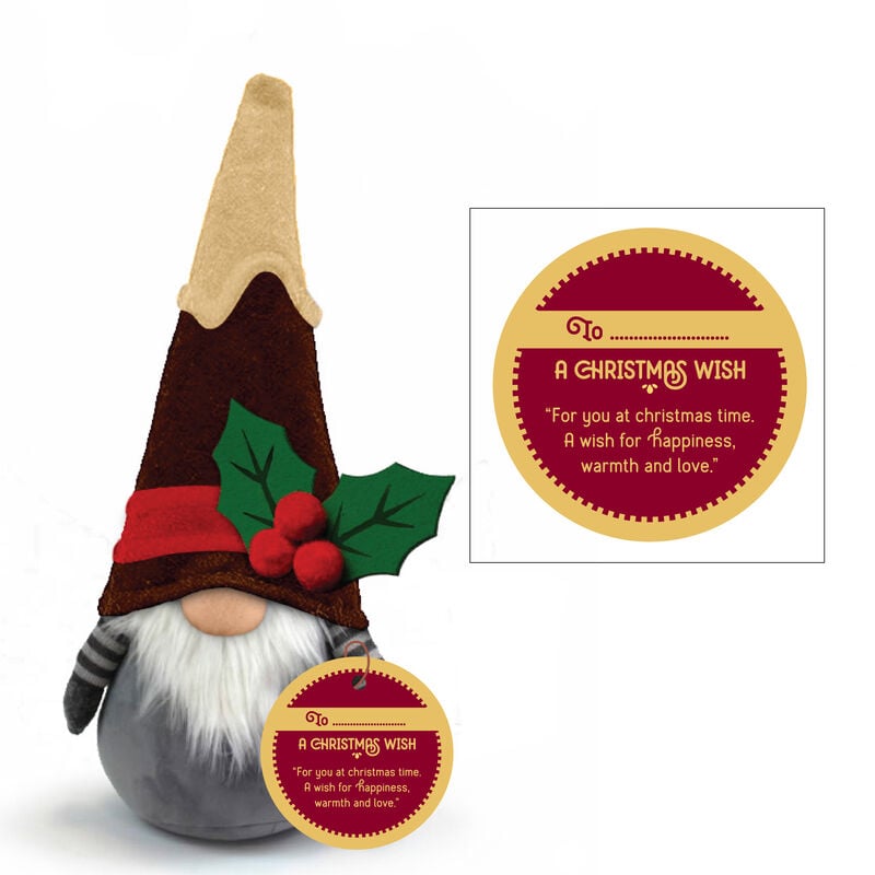 Nordic Christmas Gonk With Holly Leaves And Berries Design