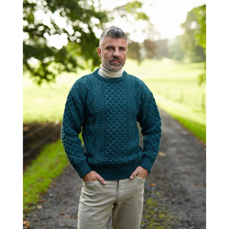 100% Pure New Wool Aran Crew Neck Sweater