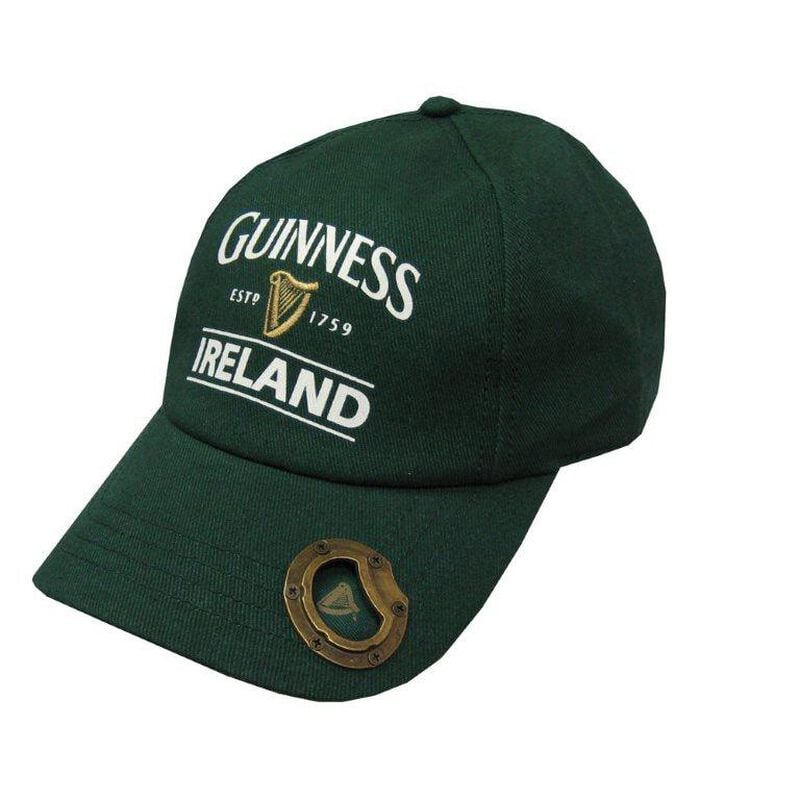 Bottle Green Guinness Baseball Cap With Bottle Opener And Ireland Est. 1759 Text