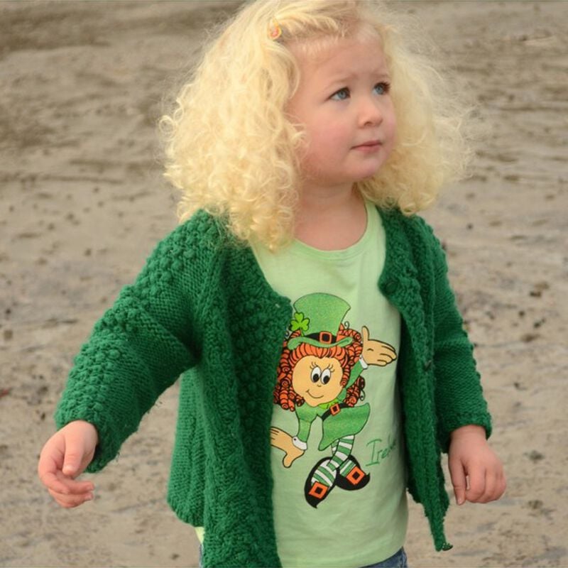 Green T-Shirt With Irish Girl Leprechaun Print