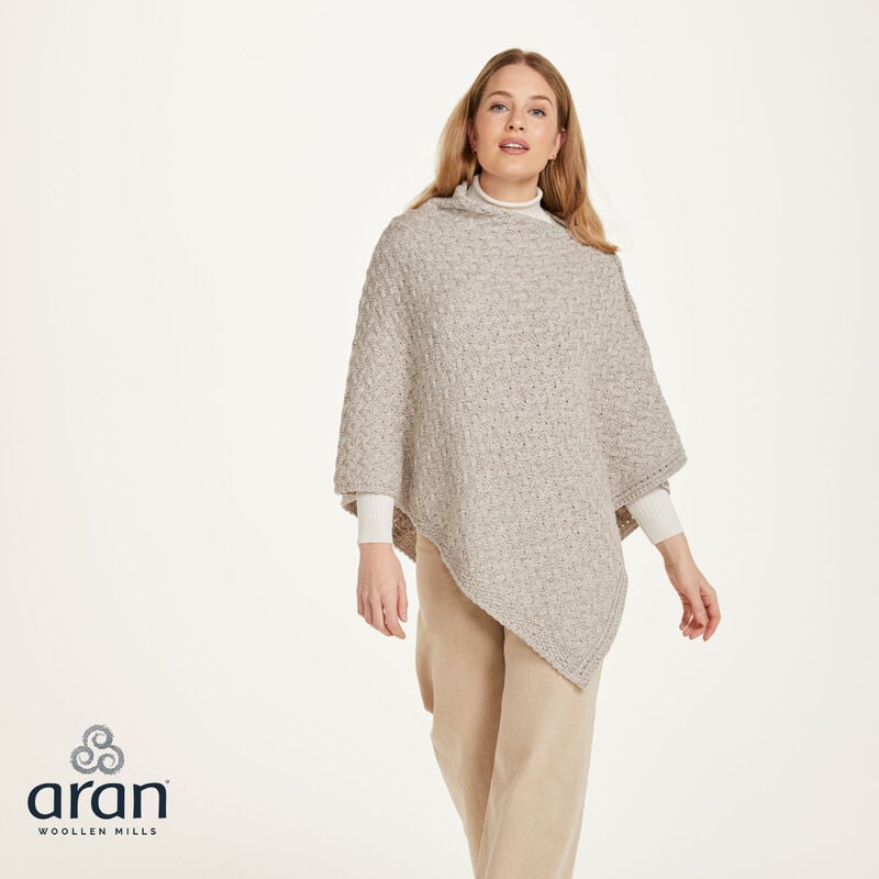 Aran Super Soft Merino Poncho Grey