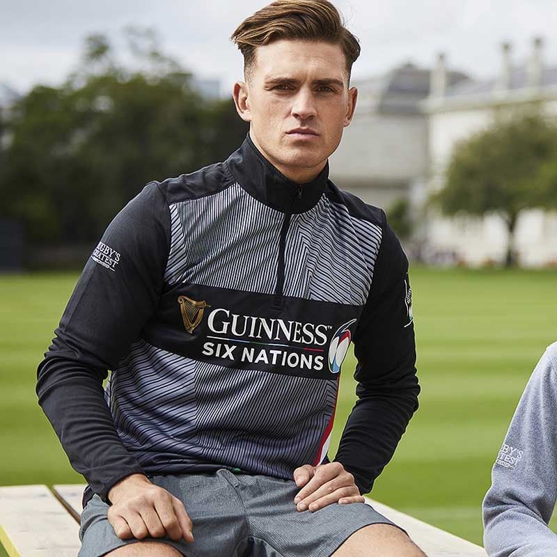 6 Nations 1/4 Zip Performance Top- Black & Grey