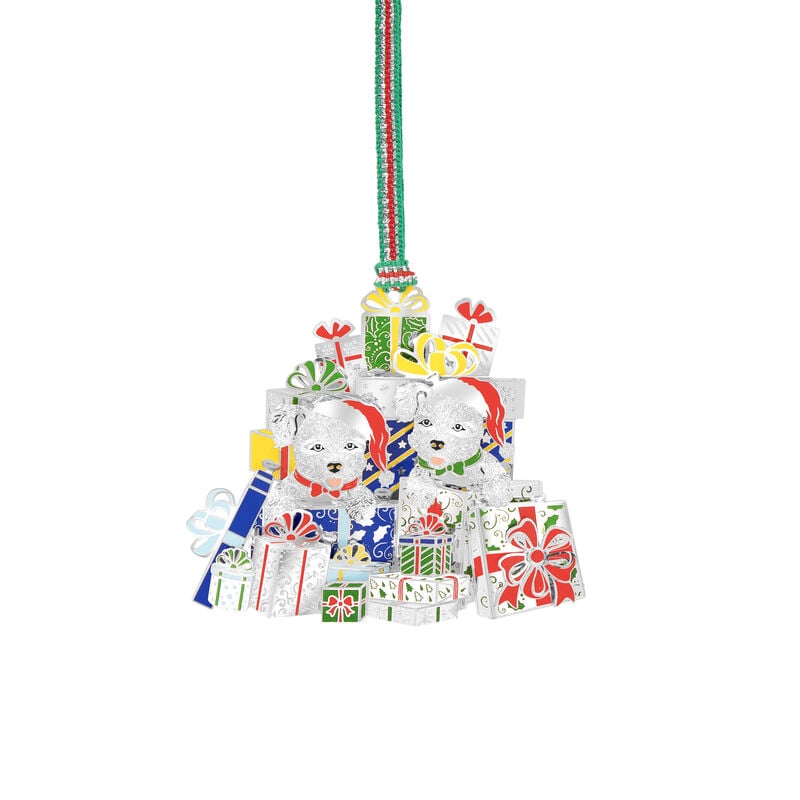 Newbridge Silverware Puppies with Gifts Christmas Tree Decoration