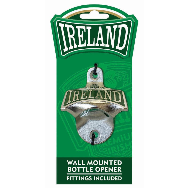 Ireland College Wall Mounted Bottle Opener With Green Shamrock Design