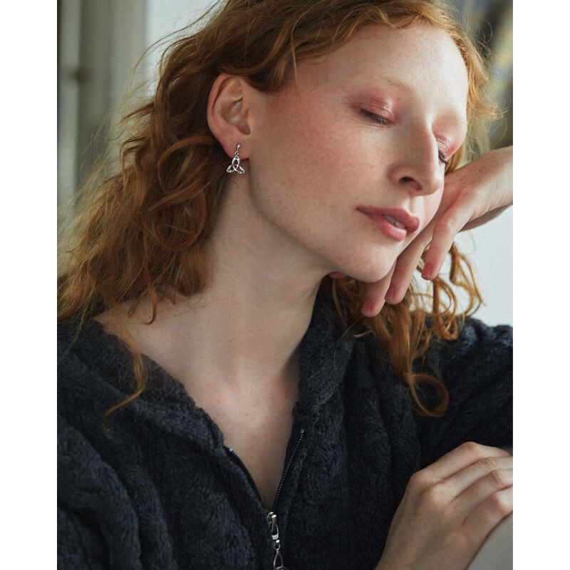 Platinum Plated Trinity Knot Pendant With clear Crystals