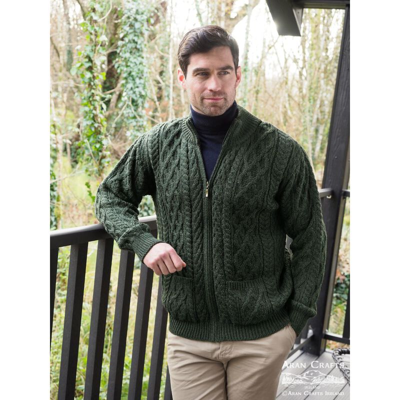 Aran Crafts Mens Zip Cardigan