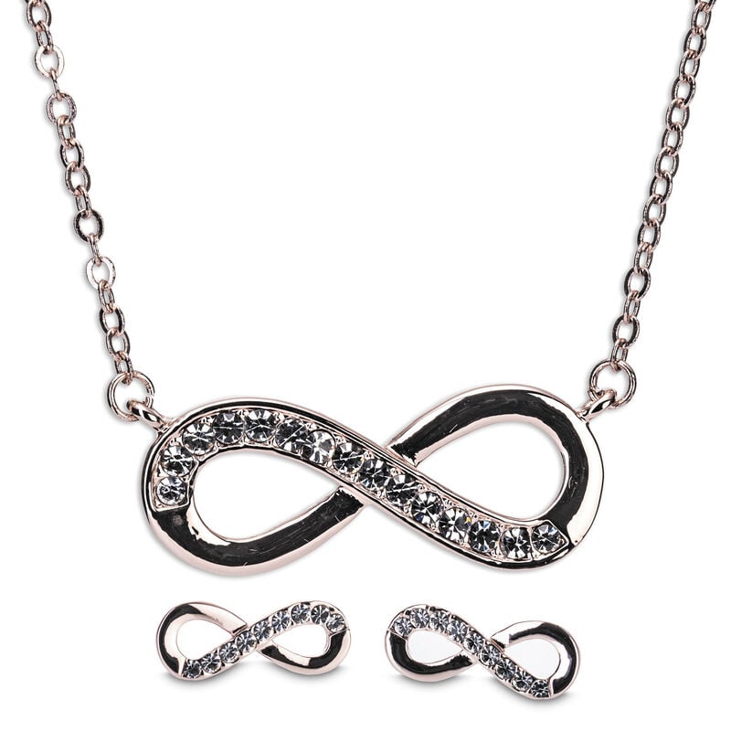 Newgrange Living Rose Gold Infinity Necklace & Earring Set