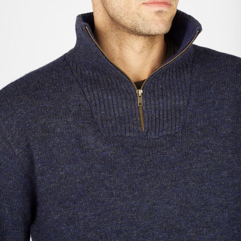 IrelandsEye Knitwear Super Soft Lambswoo Half Zip Sweater, Marl Navy Colour