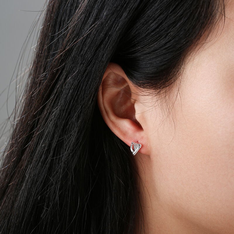 Gr&aacute; Collection Plain Harp Earrings Sterling Silver