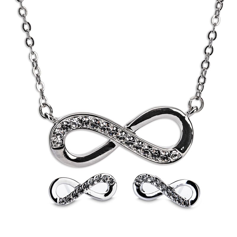 Newgrange Living Silver Infinity Necklace & Earring Set