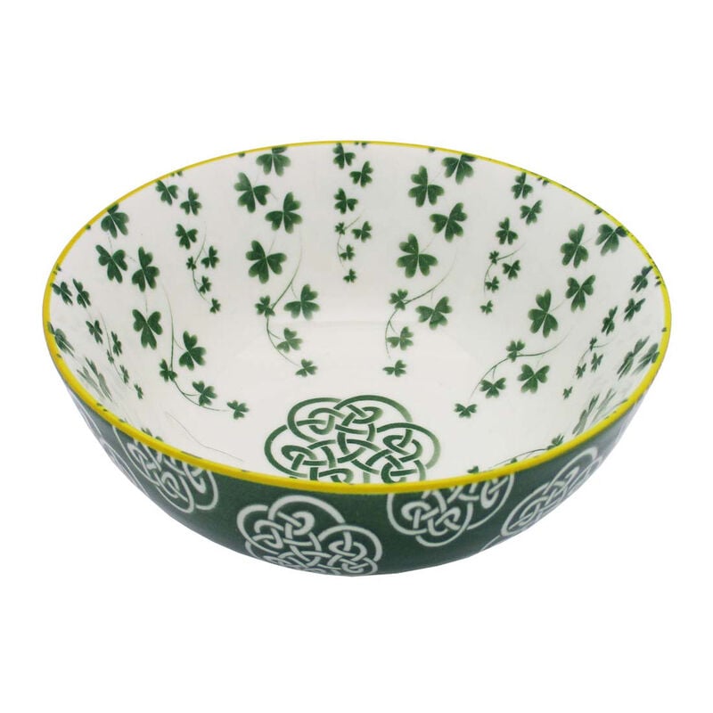 Irish Celtic Bowl With Trellis Shamrock Design 14cm