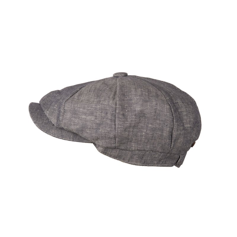 Linen Blend Newsboy Flat Cap Grey