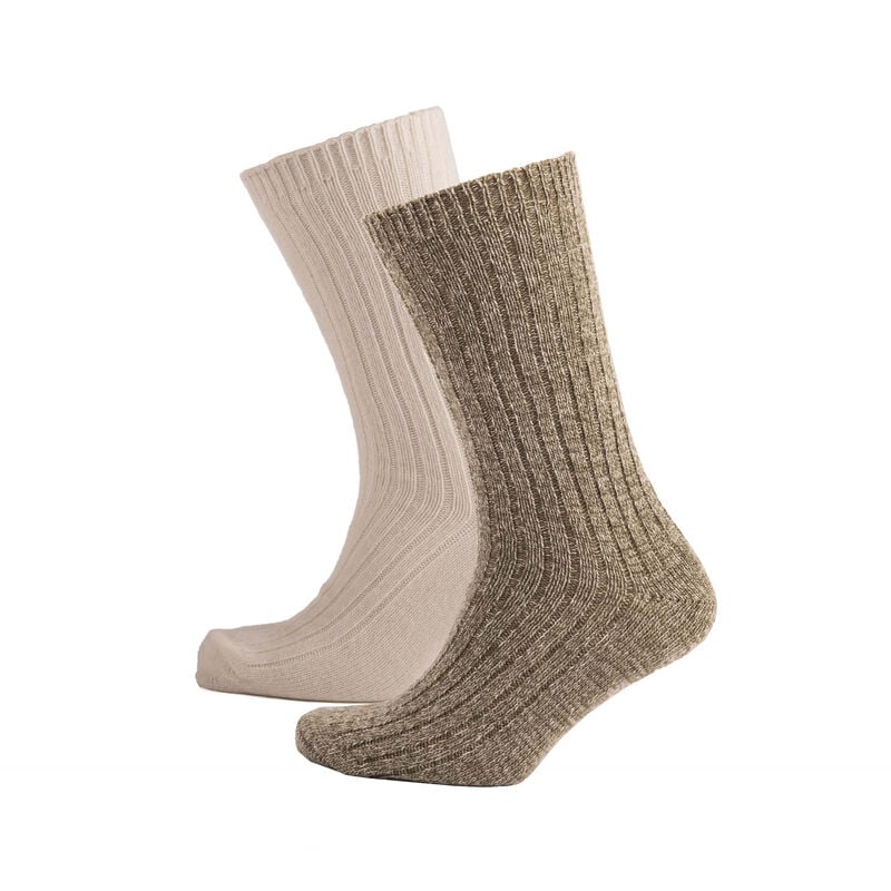 Heritage Traditions Merino Mix Walking Sock 2 Pack, Stone & Marl Cream Colour