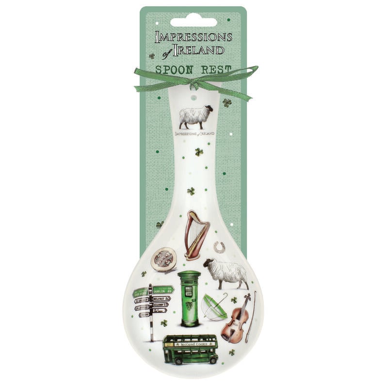 Impressions Of Ireland White Ceramic Spoon Rest With Irish Scenes Design