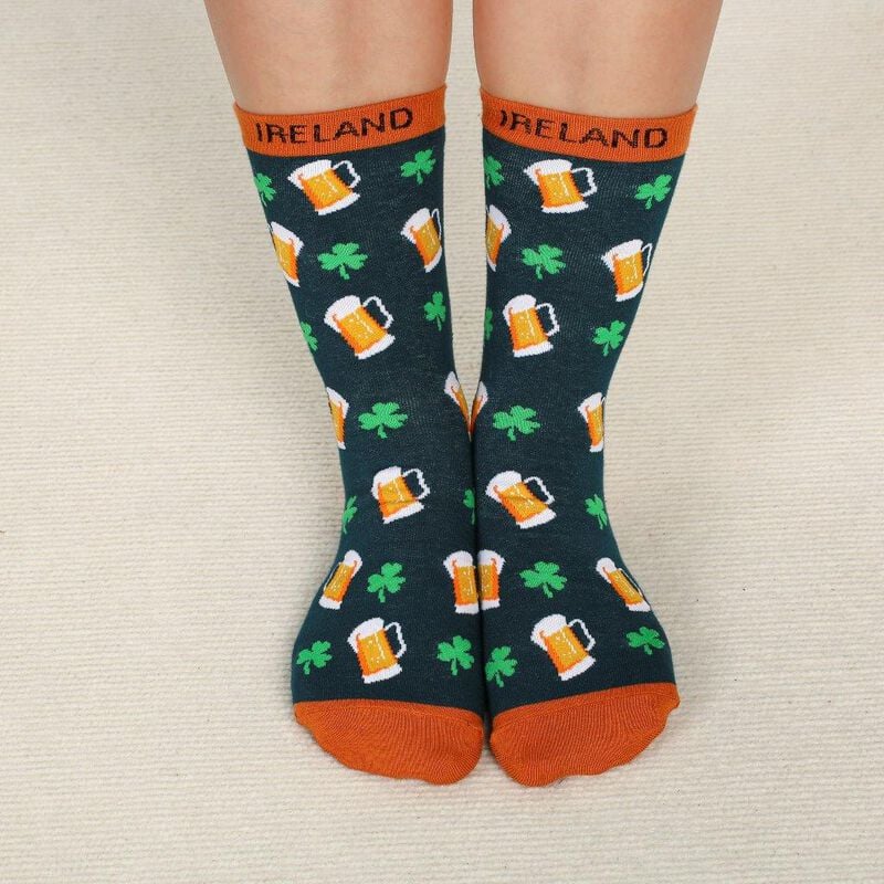 Beer Socks- Navy and Orange