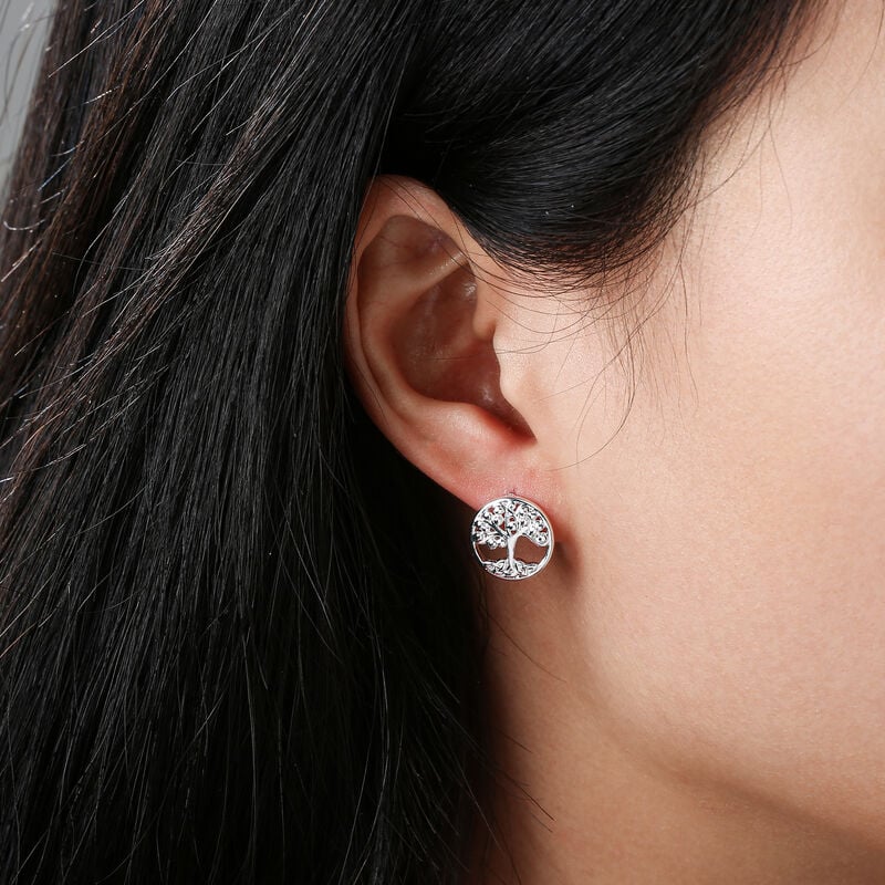 Gr&aacute; Collection Silver Plated Tree of Life Earrings