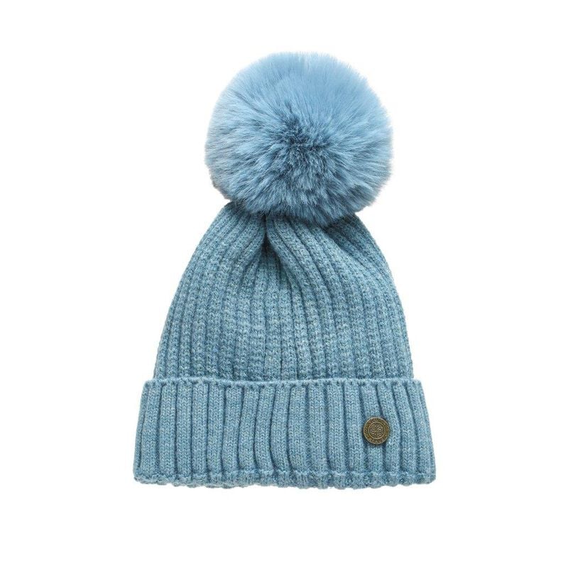 Celtic Weave Teal Ribbed Bobble Hat