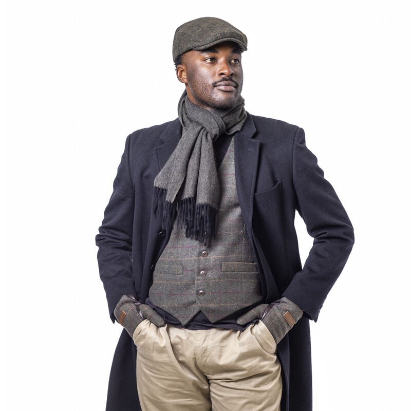 Heritage Traditions Tweed Box Check Waistcoat, Green Colour