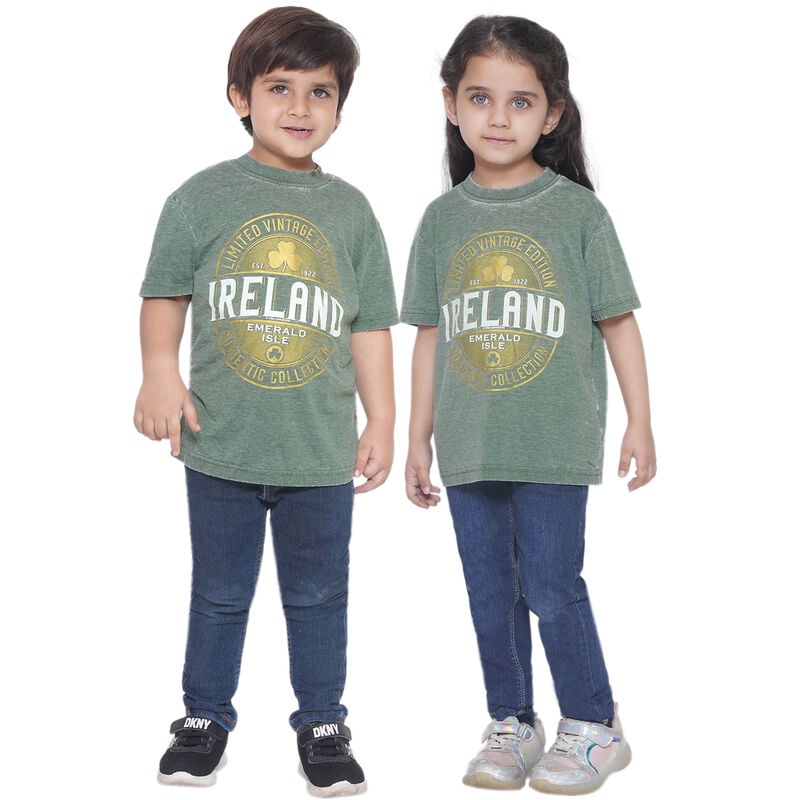 Limited Vintage Ireland Kids T-shirts- Burnout Green