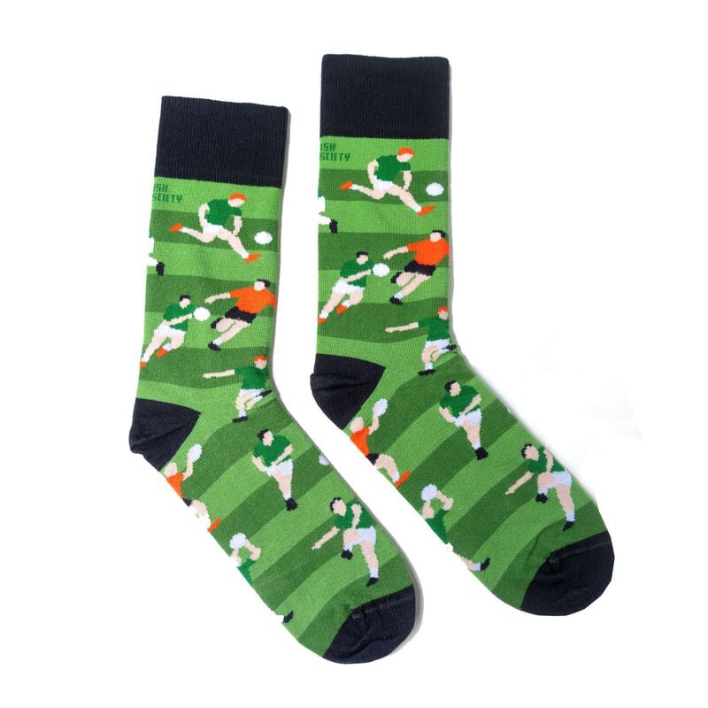 Irish Socksciety Gaelic Football Socks - Green Colour With Black Trim Design
