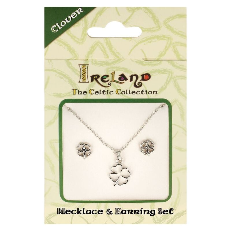 Ireland The Celtic Collection Four Leaf Clover Jewellery Set