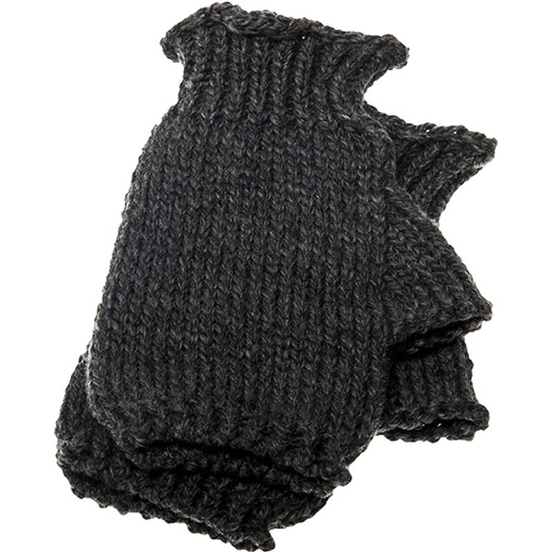 Aran Woollen Fingerless Mittens, Charcoal Colour