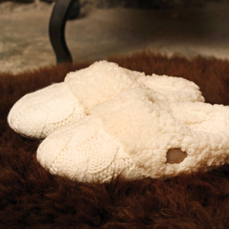 Kids Aran Knitted Slip On Slippers