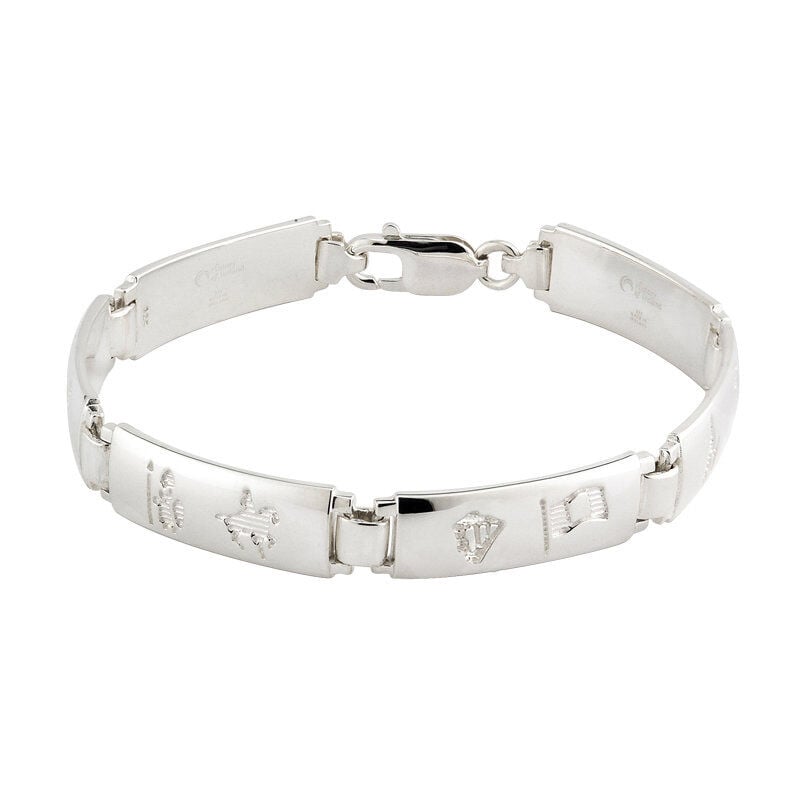 Hallmarked Sterling Silver History Of Ireland 6 Link Bracelet