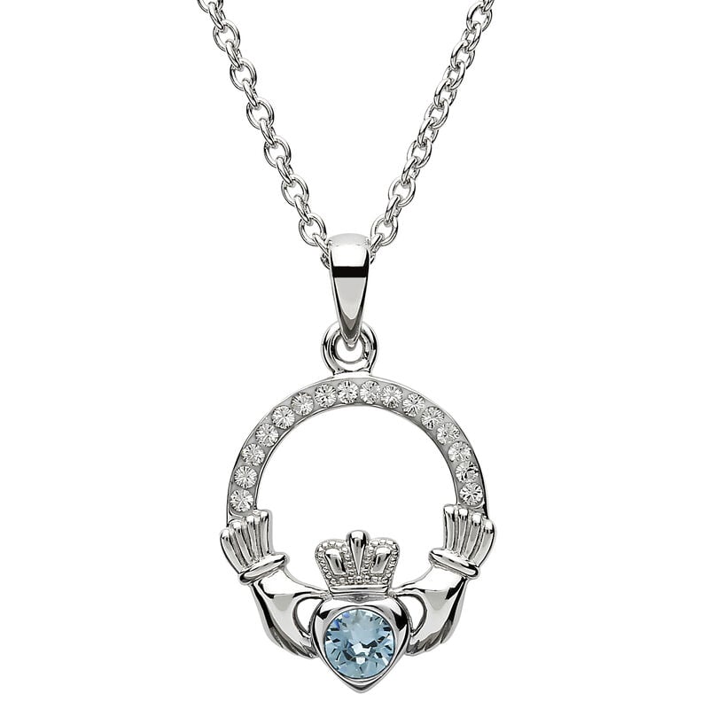 Shanore Claddagh November Topaz Birthstone Pendant Adorned With Crystal