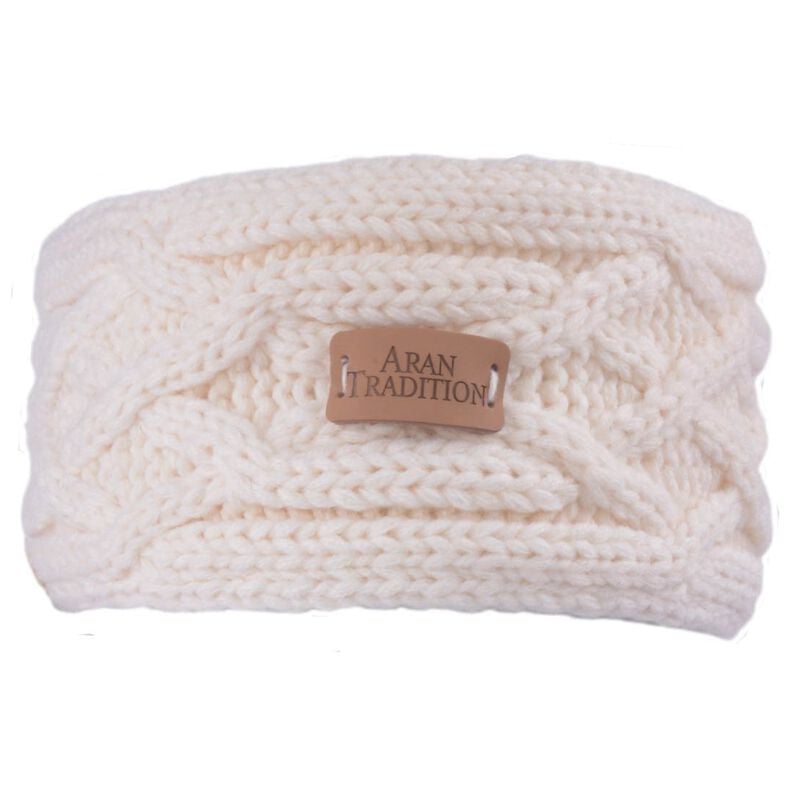 Aran Knitted Traditional patterns Headband  Cream Colour