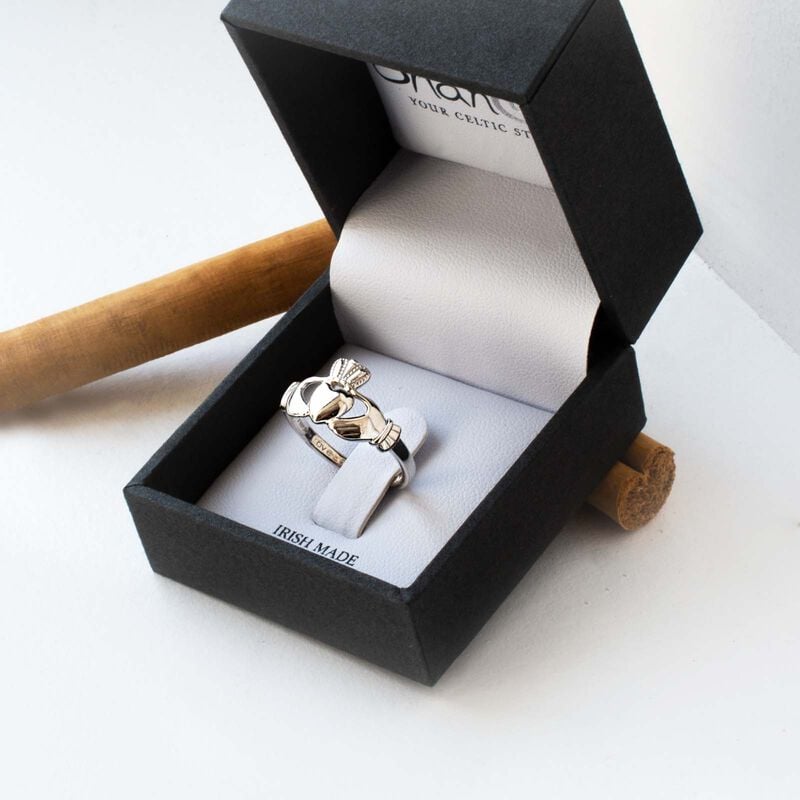 Hallmarked Sterling Silver Claddagh Ring With Love  Loyalty and Friendship Engraved Text