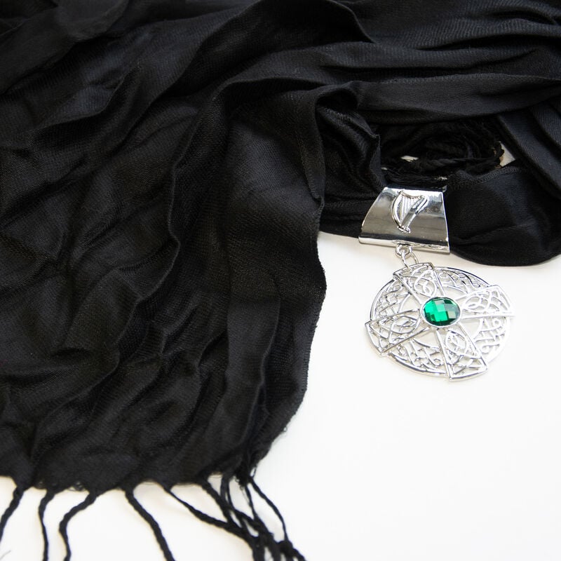 Celtic Cross Jewellery Scarf Black