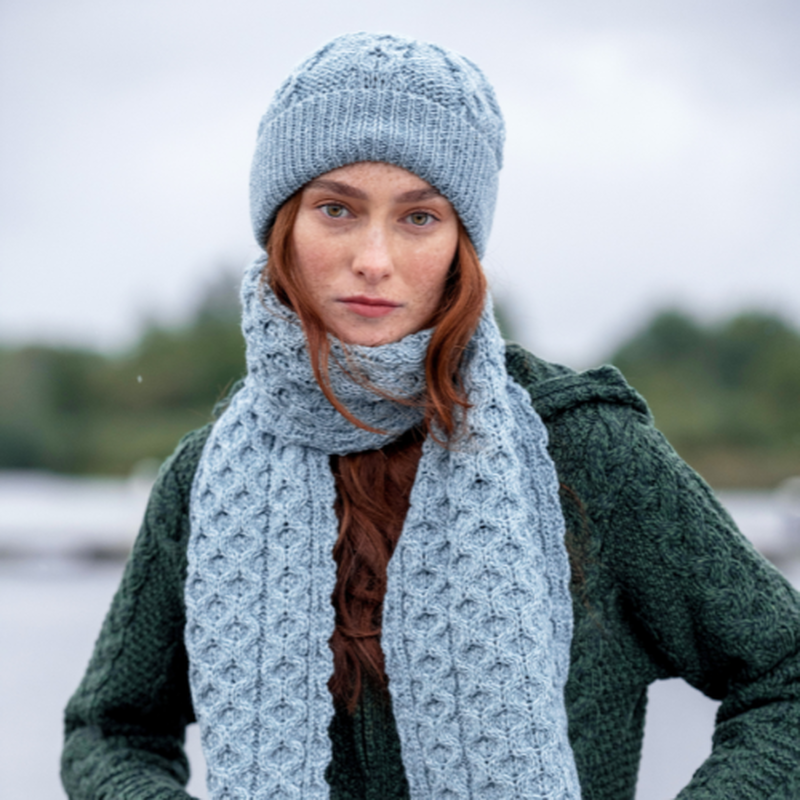 Merino Honeycomb Scarf- Mermaid